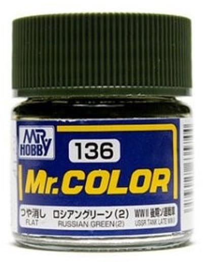 Gunze Mr. Hobby C-136 - Mr. Color 10 ml Russian Green 2 - Lacquer Modelbouwverf