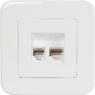 Contactdoos Internet met RJ45 en RJ11 - Klassiek Zilver