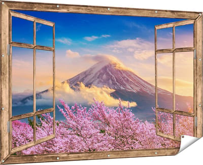 Gards Tuinposter Safari Auto in de Savanne - 60x40 cm - Tuindoek - Tuindecoratie - Wanddecoratie buiten - Tuinschilderij