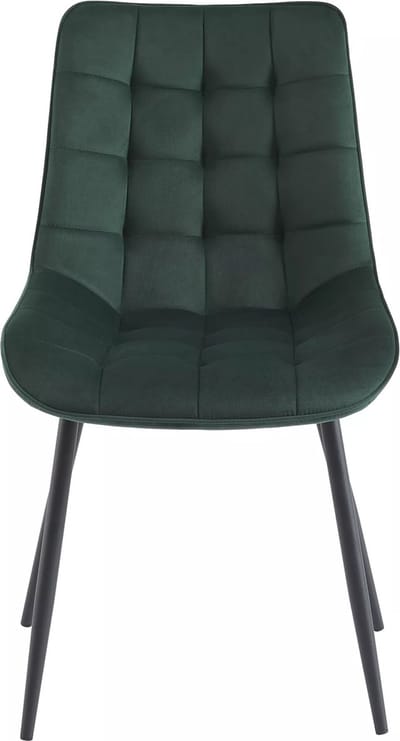 Vente-unique Set van 2 gestoffeerde stoelen - Velours en zwart metaal - Groen - OLLUA