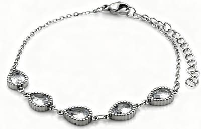 Armband - RVS - met kristallen - zilverkleurig - 16-21 cm - dames