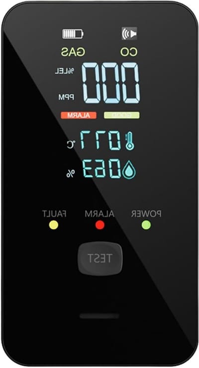 Gasmelder - Luchtkwaliteit meter - Veiligheid thuis - 4-in-1 functie - 6.5 x 11.2 cm - Zwart