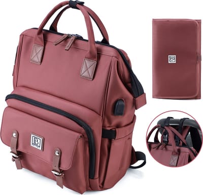 Brisby overzichtelijke luiertas – verzorgingstas – met buggymontage en stay-open frame - verschoonmatje - USB oplaadfunctie - geïsoleerde flessen vakjes - rood
