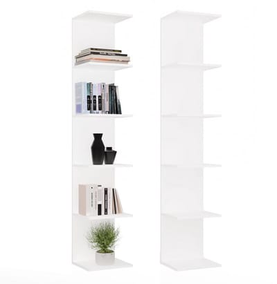 Moderne hoge boekenkast met 6 planken - Ruime opbergruimte | Kleur: Wit | Maat: 35x180x30 cm