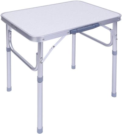 Opvouwbare Camping- en Tuintafel met Draaghandvat, Aluminium, Hoogte Verstelbaar van 25-56 cm, Ideaal voor Picknicks en Buitenactiviteiten
