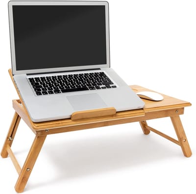 Famanu - Verstelbare bamboe laptoptafel – inklapbaar – 72,5x35 cm – natuurlijk design