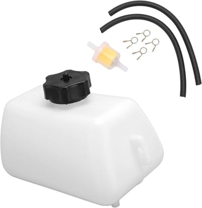 Allecto- Benzinetank - Minimotorfiets - 1 liter - Wit - Gas - Brandstoffilter - Compatibel voor 2-takt motoren - Mini ATV tang.
