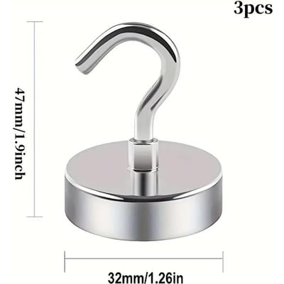 3/5/10 stuks D32 Magnetische Haken 70Lbs Heavy Duty voor Cruisehutten, Neodymium met Haken om op te hangen.