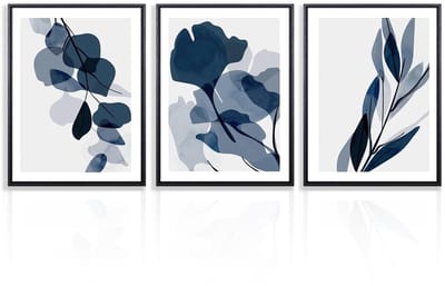 Dailygoody - Abstracte Botanische Wanddecoratie - Set van 3 Posters - 12x16 inch - Waterverf Bloemen - Perfect voor Slaapkamer en Woonkamer