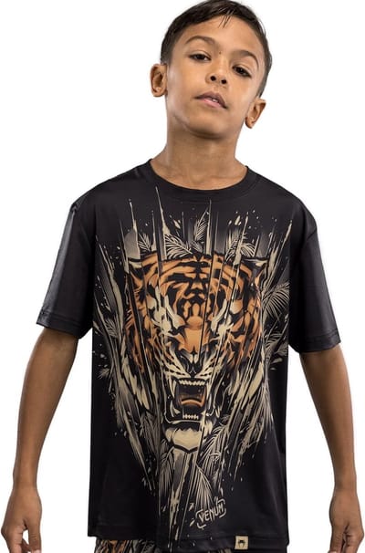 Venum Tiger Kids Dry Tech T-Shirt Zwart Neon Oranje - Kids - 8 Jaar