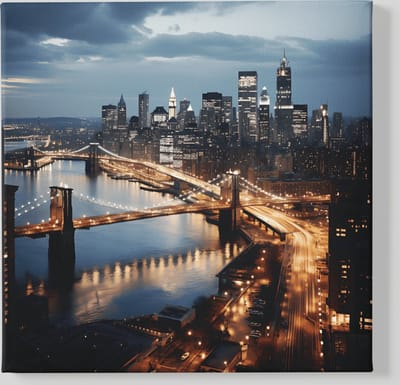 Canvas Schilderij - Stad - New York - Landschap - 60x60x2 cm