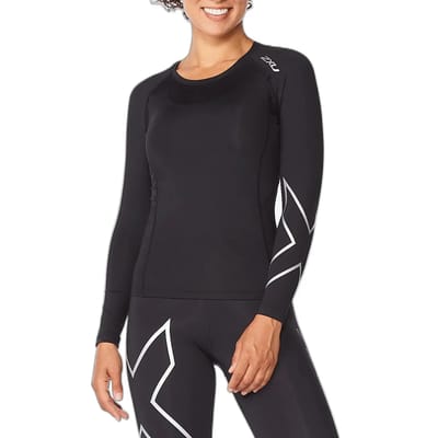 2XU Core Compression LS Dames - Sporttruien - zwart/zilver - maat L