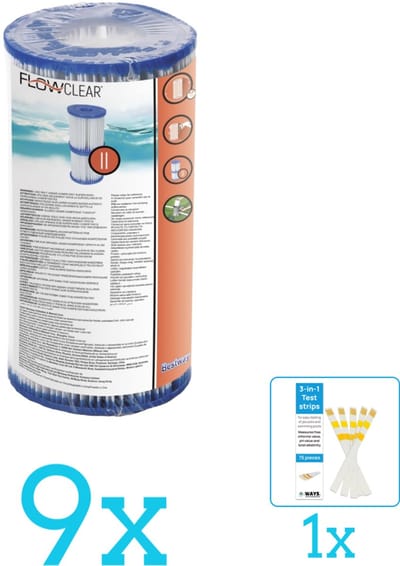 Bestway - Flowclear - Filtercartridge Type II - Volumebundel - Filter - 9-delig