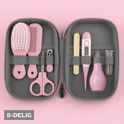 ZoeZo Baby Manicureset 8-delig - Baby Verzorgingsset - Nagelknipper / Nagelvijl - Babygeschenkset - Kraamcadeau - Roze