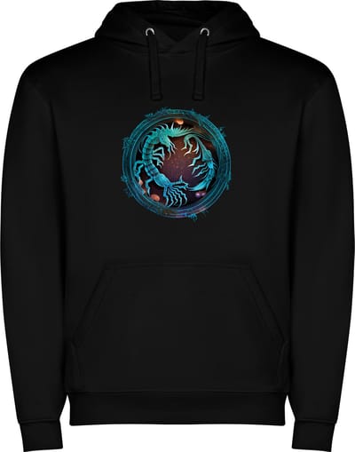 Zwarte unisex hoodie met “ Kleurrijke Sterrenbeeld Schorpioen – Astrologie – Horoscoop – Zodiac Signs “ Print Full Color Color merk Roly maat S