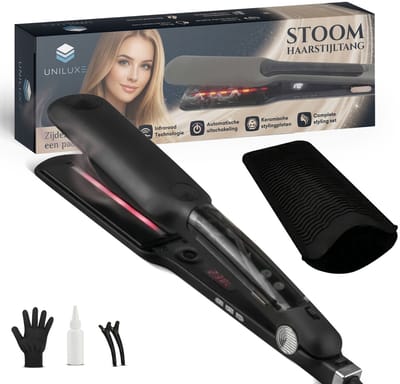 Uniluxe Stoom Stijltang met Infrarood – Stoom stijltang met Ruim waterreservoir - Krultang & Stijltang met stoom 2 in 1 - Steam Hair Straightener – Anti Frizz Haartang – Alle Haartypes