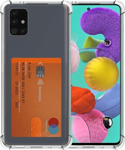Smartphonica Telefoonhoesje Geschikt voor Samsung Galaxy A51 4G met Pasjeshouder Doorzichtig Siliconen - Transparant TPU Shockproof Backcover Case with Card Slot geschikt voor Samsung Galaxy A51 4G