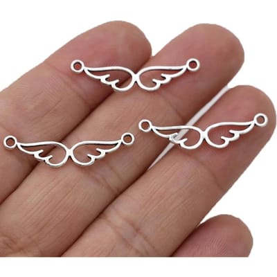 30 Stuks Zilverkleurige Engelenvleugel Charm Connectoren Voor Sieraden Maken Armband Diy Ambacht Ketting Accessoires 30X7Mm