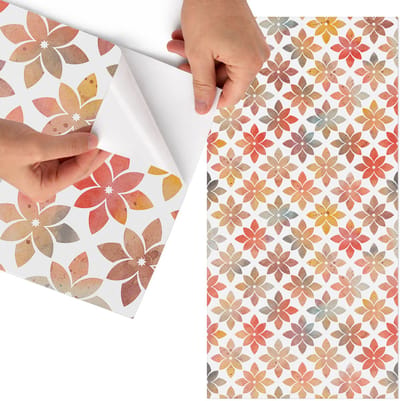Tulup Meubelfolie - Herfstmozaïek Wrapfolie Keuken - 75x150 cm - Oranje Meubelfolie - Wrapfolie Keuken - Abstract Meubelfolie - Decoratiefolie - Tafeldecoratie - Achtergronden en patronen