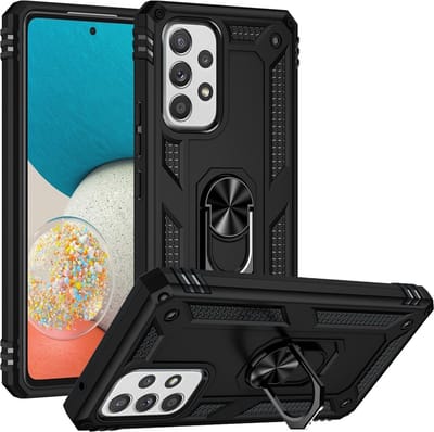 MobyDefend Hoesje - Geschikt voor Samsung Galaxy A53 - Pantsercase Met Draaibare Ring - Zwart
