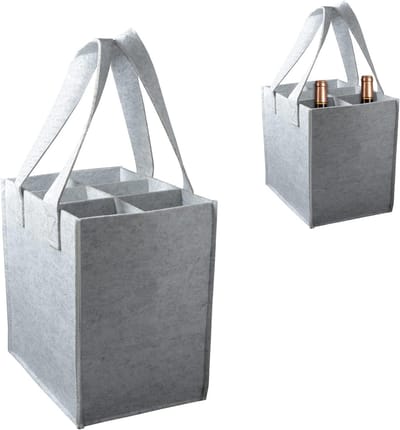 Flessentas met 6 Compartimenten voor 750 ml Flessen, Wasbaar en Herbruikbaar, Ideaal voor Wijn en Bier, Lichtgrijs
