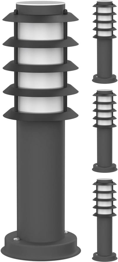Padverlichting Set - Paalverlichting Buiten - Tuinpad Verlichten - Spatwaterdicht IP44 - 39cm Hoog - Antraciet