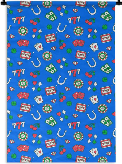 Wandkleed - Wanddoek - Patronen - Casino - Gokkast - Poker - 120x180 cm - Wandtapijt