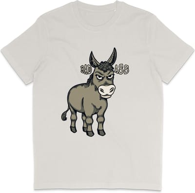 Grappig Heren Dames T Shirt - Badass Ezel - Vintage Wit - XS