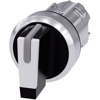 Siemens 3SU10522BL600AA0 3SU1052-2BL60-0AA0 Knevelschakelaar Metalen frontring, Hoogglans Knevel Zwart, Wit 2 x 45 ° 1 stuk(s)