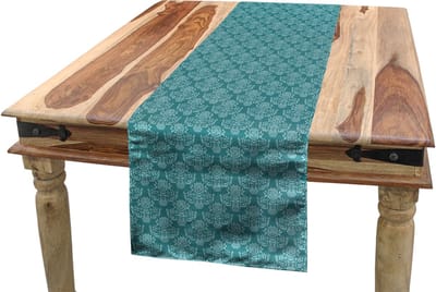 ABAKUHAUS Vintage-tafelloper – damastgeïnspireerd – 40x180 cm – kadettblauw