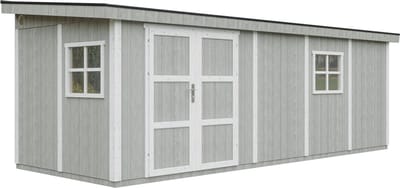 Timbela M941-TUNDRA GREY - LP SmartSide Tuinhuis op houtbasis - 14,3 m² - 648x248xH231 cm - met vloer en verf