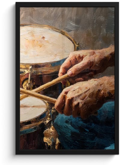 Poster in lijst - Fotolijst 40x60 cm - Posters - Drumstokken - Olieverf - Man - Posterlijst zwart - Decoratie - Wanddecoratie woonkamer - Muurdecoratie slaapkamer
