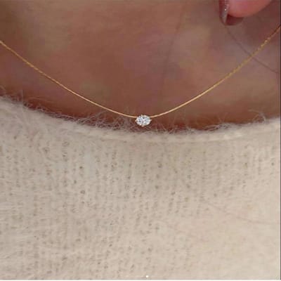 1 stuk Europese en Amerikaanse stijl unieke gouden hanger met 6 klauwen en strass steentjes voor dames, sleutelbeenketting met roestvrijstalen sluiting Necklace&40+5cm