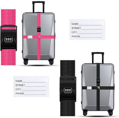 Dailygoods- Kofferband 4,2 m - Kofferriem met Cijferslot - Bagageriem - Kofferlabel - Veilig Reizen - Opvallende Kleur