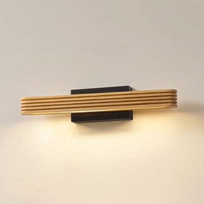 Lucande LED wandlamp Lieske, 40 cm, hout, zwart