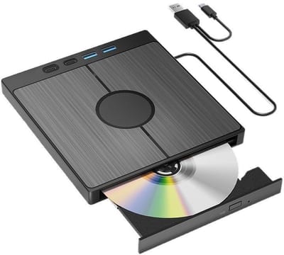 Externe cd-dvd-drive, USB 3.0 Type-C draagbare cd-dvd-brander +/-RW, extern, met USB/SD/TF-kaartlezer, draagbaar geschikt voor pc, laptop, desktop, MacBook, Win11/10/8/7/XP, Linux, Mac OS, Vista