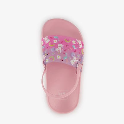 Roze meisjes badslippers met print roze - Maat 24