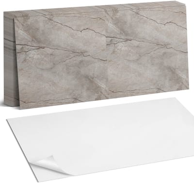 Coloray Plaktegels - Natuursteenpatroon Zelfklevende Wandtegels - 40 cm x 20 cm - Grijs Plaktegels - 10 stuks - Rechthoek PVC Tegels - Plaktegels Badkamer - Vloertegels Zelfklevend - Vinyl Tegels Zelfklevend - Portugese Tegels