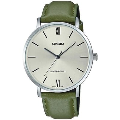 Casio Série STANDARD Élégante Simple Classique Aiguilles Échelle Romaine Mouvement à Quartz Bracelet en Cuir Montre Japonaise et Coréenne Montre Homme MTP-VT01L-3B argenté