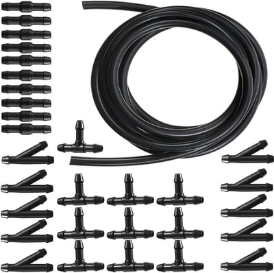 Dailygoods- Ruitensproeierventiel 5 m - Universele Installatie Slang - 30 Slangverbindingen - Duurzaam ABS/Rubber - Voor Snelle Ruitensproeierventielen - Ruitenwasserslang