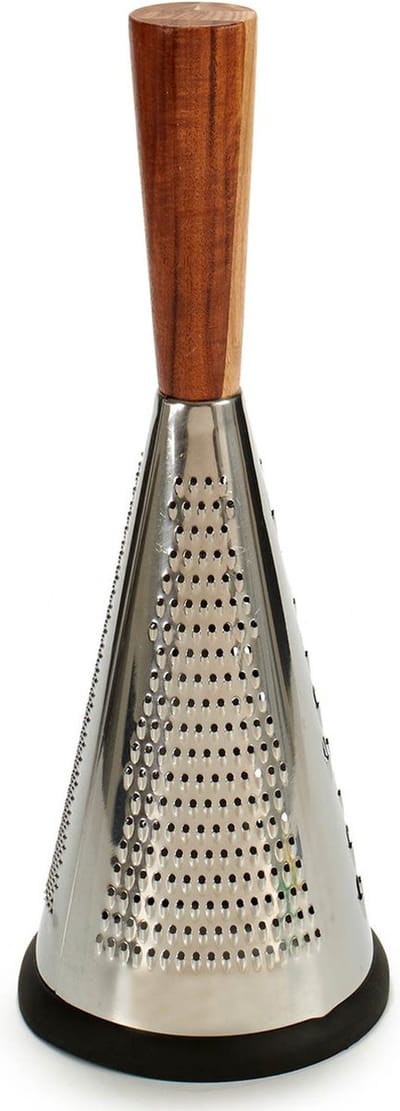 Rvs rasp conisch 3-zijdig met houten handvat 35 cm - Keukengerei - Keukenraspen