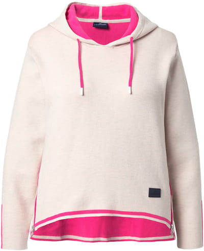 Laurasøn - Dames - Gebreide hoodie dubbelzijdig capuchon lange mouw - Zacht graniet - Maat 44+