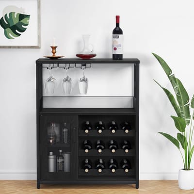 Stijlvolle Wijnbar Kast met Opbergruimte en Afneembare Rekken