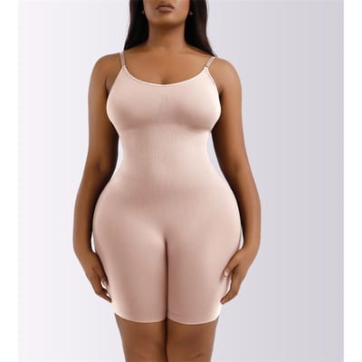 Dames Plus Size Postpartum Billiftend Naadloos Corrigerend Kledingstuk Volledig Lichaam met Banden Buik Corrigerend Eendelig Ondergoed S beige
