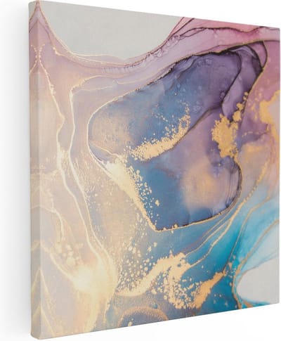 Artaza Canvas Schilderij Marmer Abstract - 30x30 cm - Klein - Muurdecoratie Goud - Wanddecoratie Woonkamer - Kamer Accessoires Geometrisch