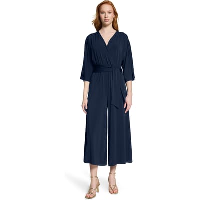 Slinky-jumpsuit met V-hals - donkerblauw - Gr. 46 van Goldner Fashion