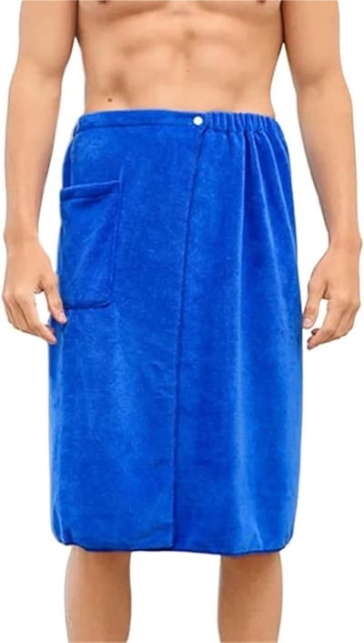 Draagbare Wikkelhanddoek - Badjas Handdoek - Ontspannen na Sauna - Sneldrogend Absorberend - Eén Maat - Blauw