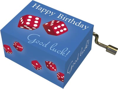 Fridolin muziekdoosje Happy Birthday Good luck - with cube
