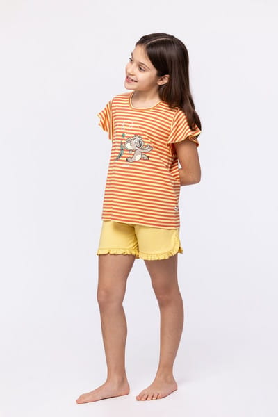 Woody pyjama meisjes - roest/geel - koala - gestreept - 241-10-PSG-S/930 - maat 128