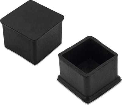 Set van 4 Duurzame Zwarte Vierkante Rubberen Tafel- en Stoelpootdoppen voor Vloerbescherming